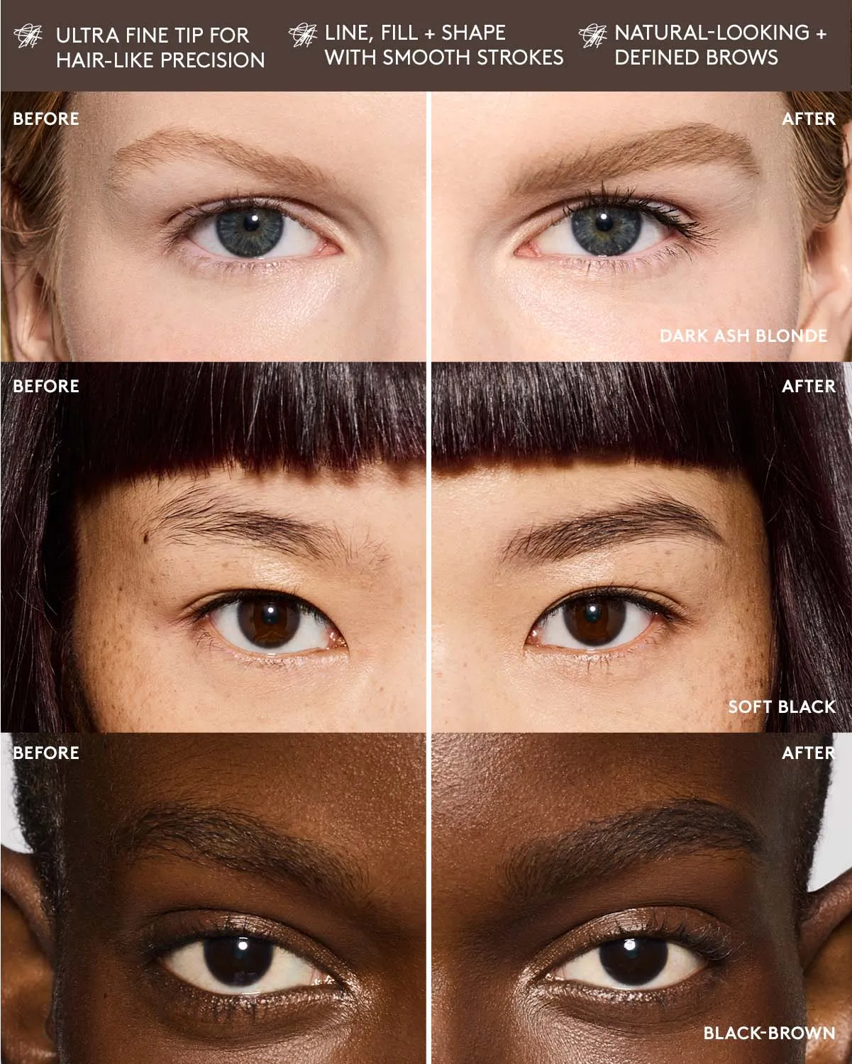 Brow MVP Ultra Fine Brow Pencil & Styler — Black-Brown Fenty Beauty