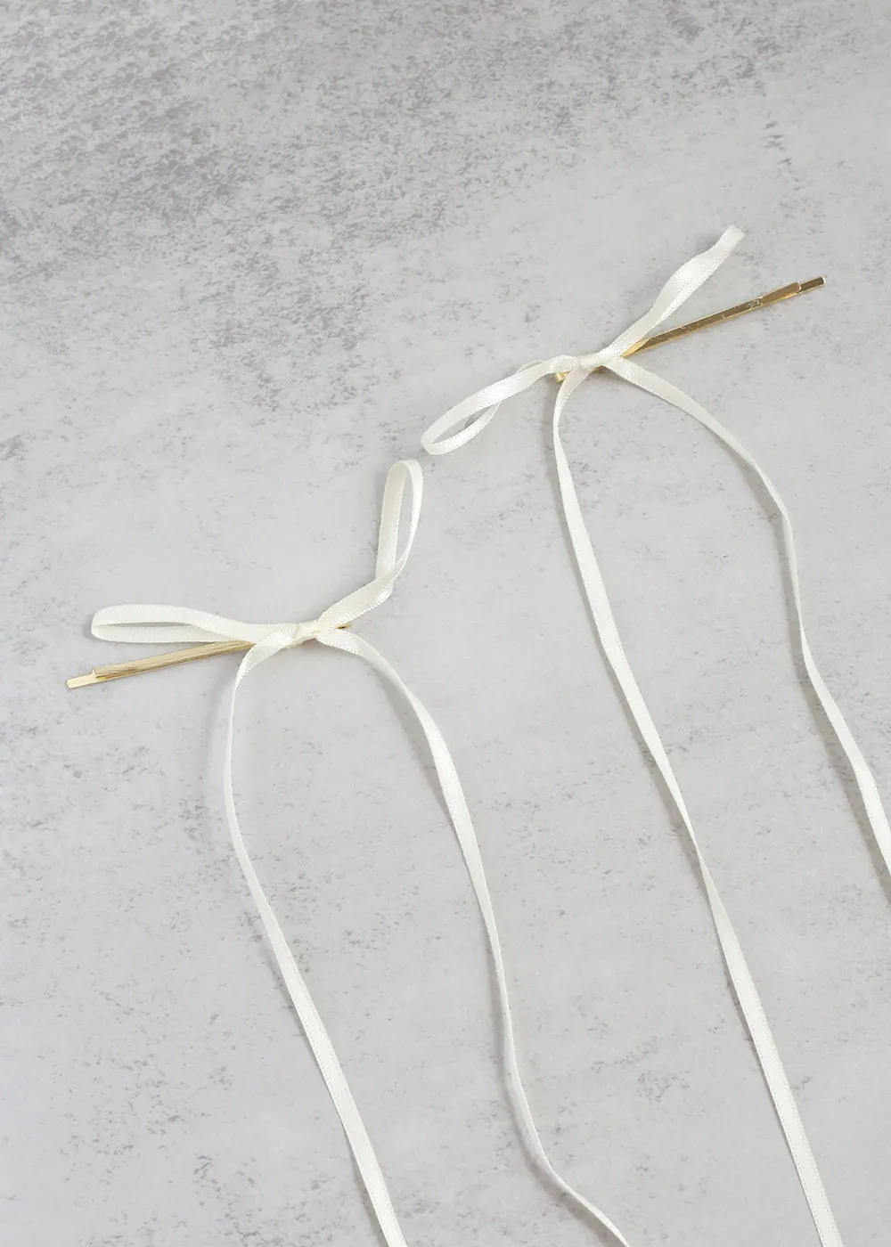 Cute 2 PC Thin Hair Bow Pins