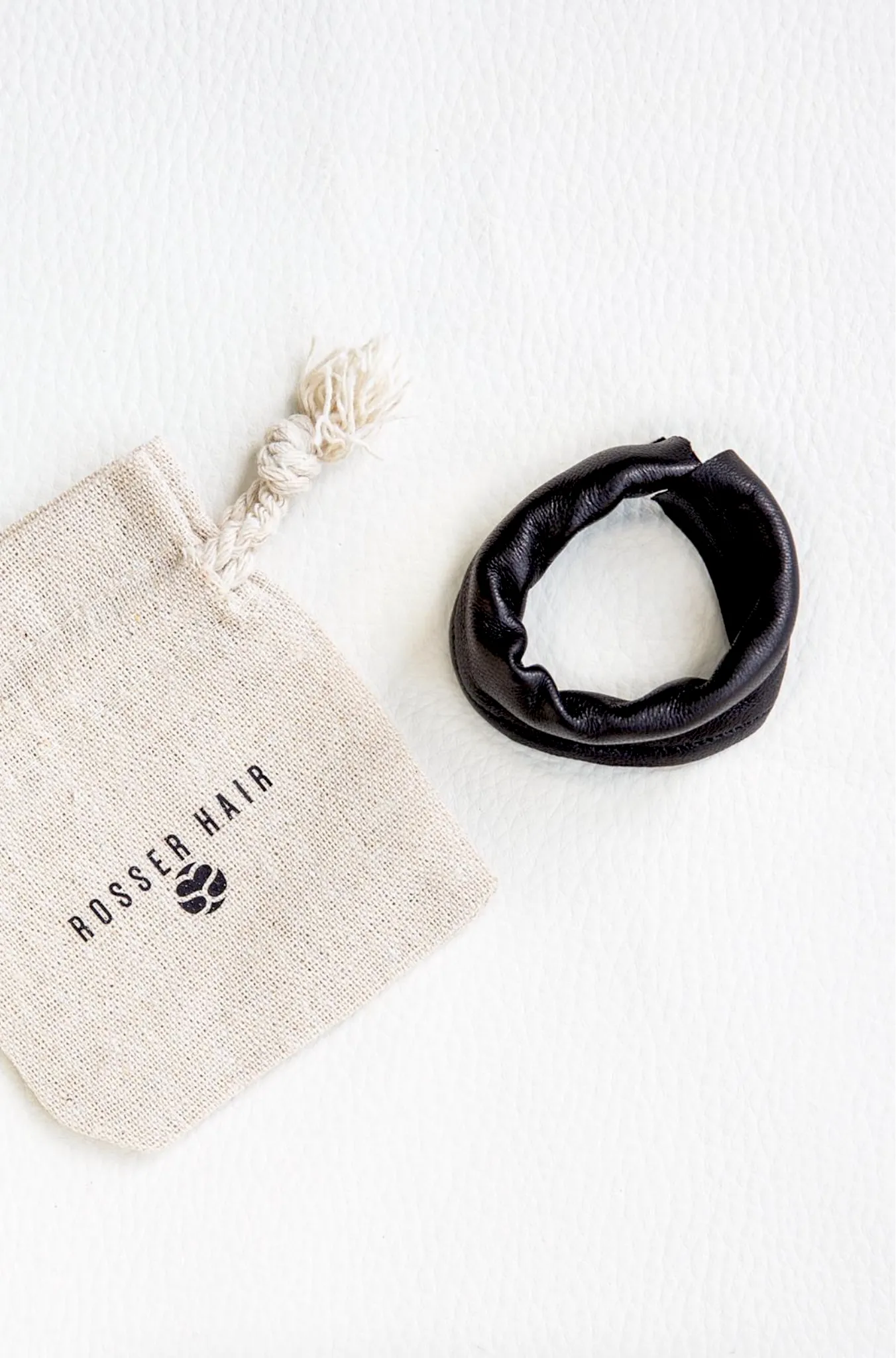 Leather Ponytail Hair Cuff Elastic