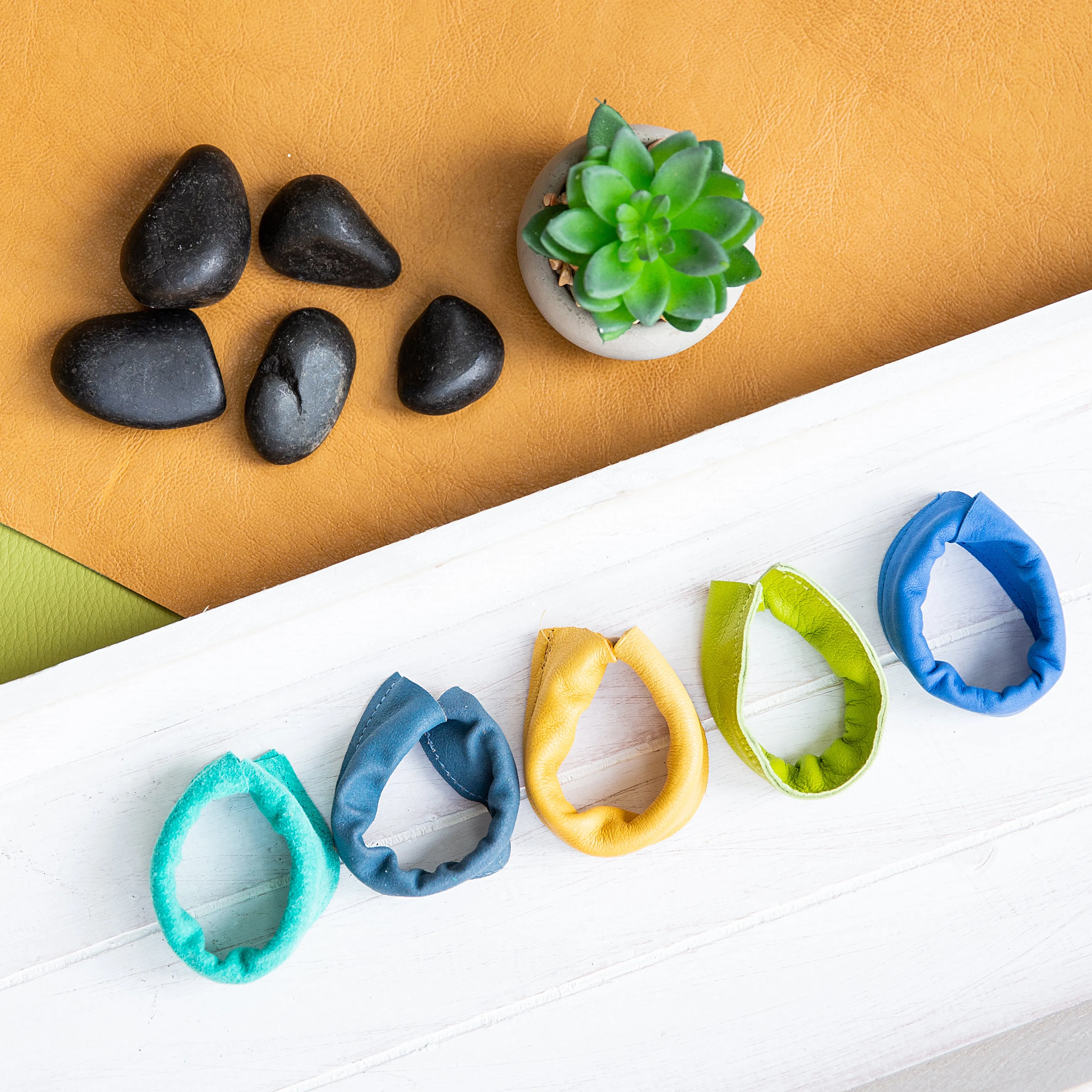 Leather Ponytail Hair Cuff Elastic