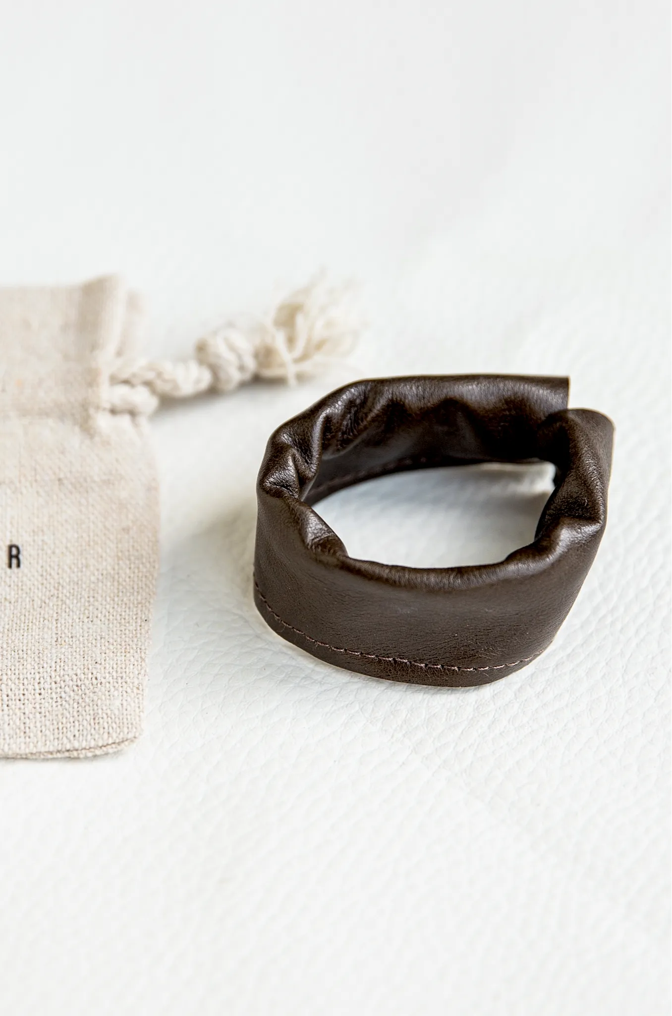 Leather Ponytail Hair Cuff Elastic